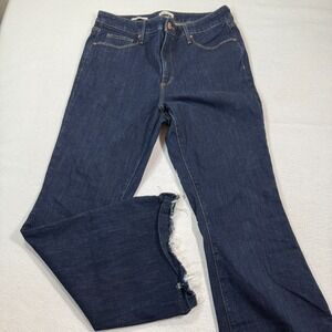 Ava & Viv Jeans Women 17 Blue High Rise Flare Leg Stretch Denim Raw Hem Casual